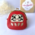 【ビーズ刺繍】だるまさん♡ショルダーがま口財布　チェーン120センチ