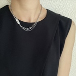ーsilverレイヤードバロックパールネックレスー　サージカルステンレス　チェーンネックレス　アレルギーフリー　金属アレルギー　金属アレルギー対応　チェーン　ネックレス
