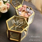 名入れオーダー カラー選択 デザインB【リングピロー】2週間以内発送 ガラス アクセサリーケース プリザーブドフラワー ガラス指輪ケース  ガラスリングピロー 結婚祝い  リングボーイ リングケース