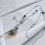 🩵new🌟🪶ターコイズとクリスタルの2weyロングネックレス