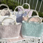 新作　マーガレット刺繍生地　ミニトートバッグ　夏　浴衣　夏祭り　花火大会　バッグインバッグ　人気