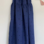 ＊手描き風ドット柄♪綿麻マキシティアードスカート(navy)＊