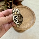 《animaux・ビーズ刺繍》フクロウブローチ《受注生産》