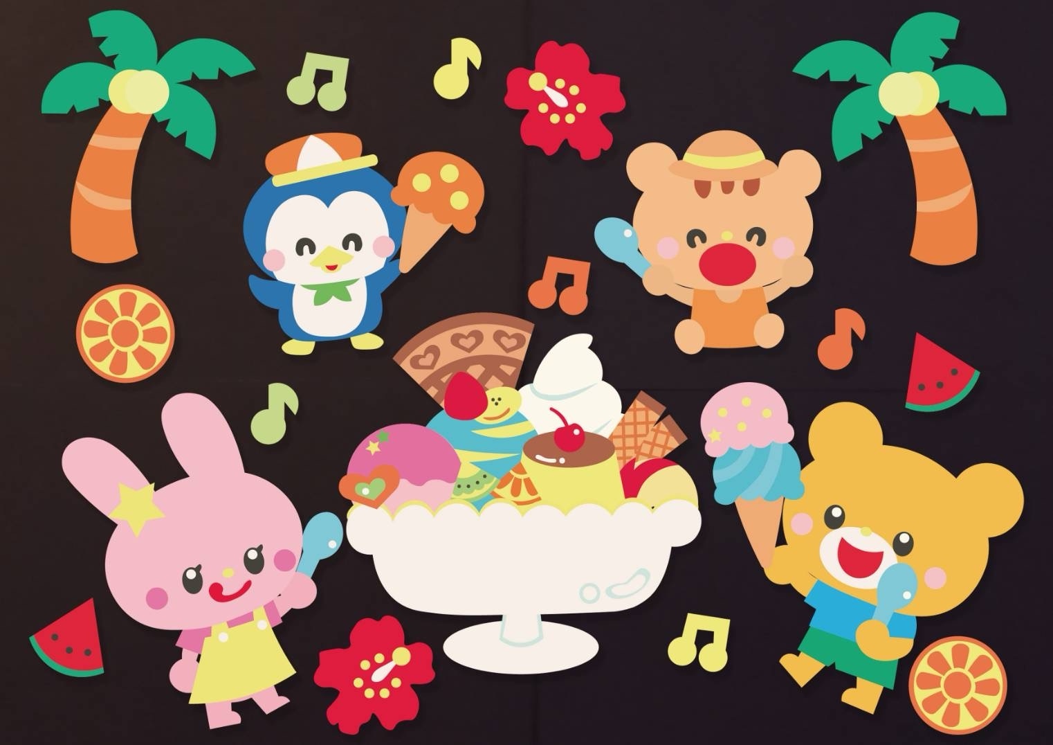 壁面飾り 夏 みんなでアイスおいしいね - pipikomama | minne byGMO