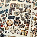 【P285コラージュ素材】海外紙モノ　デザインペーパー　ジャンクジャーナル　数字　手帳　バレット　レトロ　クラフト　