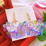 雨上がりの 紫陽花 パープルグラデーション ハンドメイド ピアス イヤリング アクセサリー レディース 揺れる