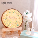 壁掛け　刺繍　インテリア　「ありがとう　ミモザのリース」メッセージカード2枚付き