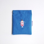 刺繍のしかくいポーチ：クリームソーダ（シアン）