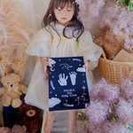 赤ちゃんの手形足形 刺繍メモリアルパネル 《星空 / ネイビー》B5サイズ 出産祝い お食い初め ファブリックパネル 命名書 星座