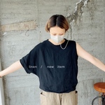 アシンメトリー スリーブTシャツ/ベルギーlinen