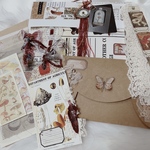 コラージュ　紙モノ セット　詰め合わせ　きのこ　レース