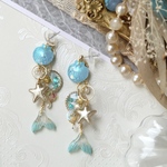 𝓝𝓮𝔀《Mermaid 🧜‍♀️》海の輝き🩵Pierce / Earring ◇ シェル/ 淡水パール/オーロラ