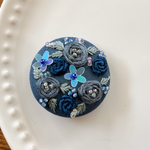ビーズ刺繍くるみボタン（ヘアゴム/ブローチ）