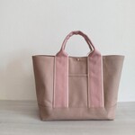 ☆rosepop様専用☆横長トートバッグマチ広め ライトシナモン×スモーキーコーラル×キナリ 倉敷帆布
