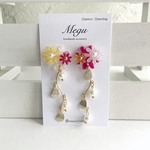 Flower wine×white ゴールドリーフピアス(イヤリング)