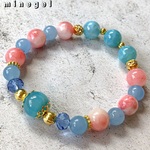 【受注制作】🏝️夏色🏝️アクアマリン ピンクペルシャ翡翠 ラリマーブルーアゲート ブレスレット✨｜minegel-オーダーメイドできるおしゃれパワーストーンブレスレット