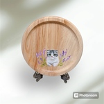 猫のコースター　絵　小さい絵　スコティッシュフォールド　ラベンダー
