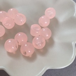 6pcs サーモンピンク パステル 鈴丸ビーズ ティアドロップ