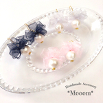 チュチュ♡.。オーガンジーとコットンパールのリボンピアス
