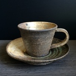 【お買い得アウトレット価格】粉引灰釉コーヒー碗皿[0662]