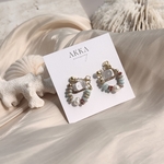Metal＆pearl foop ring earrings フープピアスフープイヤリング大ぶりパール真珠金属アレルギーノンホールピアス