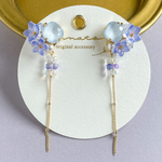 クリスタル×桔梗のピアス／イヤリング