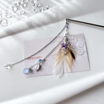 🩵new🌟🪶ブルーとパープルの白い羽根かんざし