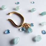 サンタマリアアクアマリンとミルキーアクアマリンのマロンドロップイヤーカフ【 Larme d'Ange 】