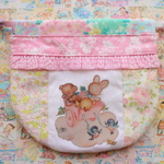 hana*ハンドメイド★レトロアニマルまんまる巾着♪パッチワークベビーアニマル