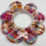 猫ちゃんザビエル首輪　ピンクのマドラスチェックwith水玉 猫の首輪