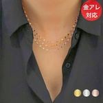 サージカルステンレス キラキラ ペタルチェーン ネックレス ニッケルフリー つけっぱなし 重ね付け シルバー ゴールド ピングゴールド  CICI 　