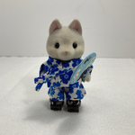 シルバニア　男の子の青い花柄甚平セット