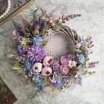 Jolie botanique＜夕涼みの花＞＊ハーフリース＊夏＊サマーリース＊バラ＊リース＊フラワーリース＊サマーリースラベンダー＊サマーリース結婚祝い＊結婚祝い＊通年リース