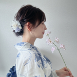 浴衣のふわふわ髪飾り(sky blue)