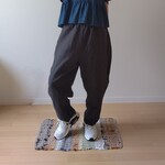 タンブラーリネン  股上深め  腰回りゆったり  ボンタンパンツ  *スミクロ*  フリーサイズ
