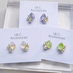 ピアス✨パールと天然石モチーフのピアス 金属アレルギー対応 ピアス イヤリング サージカルステンレスピアス チタンピアス 樹脂ピアス 秋 氷 グリーン ピアス 秋の新作