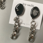 かっこいいハード系大人の女性 サージカルステンレス  ネジバネイヤリング ニッケルフリー 金属アレルギー対応 ブラック 秋 結婚式 シルバー プチギフト 誕生日 シック ハード 特別感 送料無料