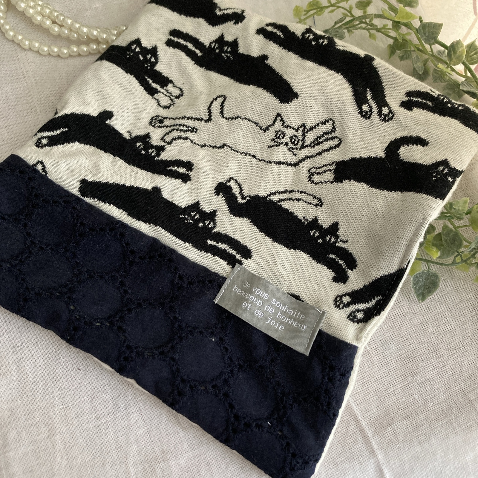 maffonパッチ×fuwaraドット＊ハンカチ＊24×20cm