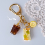 フルーツオープンサンド＆ドリンクのキーホルダー《レモン🍋》