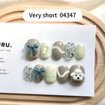 【現品】04347  ベリーショート￤ネイルチップ￤ チビ爪/短爪/短め/お洒落/落書き/リボンネイル/うるうる/マグネットネイル/卒業式/成人式《入金確認から3日以内発送》