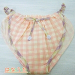 はなうたパンツ（ふんティ）ピンクのブロックチェックｗガーゼ　ゆったりショートタイプ