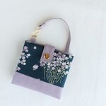 携帯用Boxティッシュケース【すみれ柄 ネイビー】