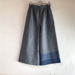浴衣反物で作った夏パンツ　阿波しじら(浴衣リメイク)グレイ