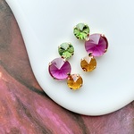 crystal fans “shocking pink” pierce / earring