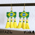 リオオリンピック応援！ブラジル国旗タッセルピアス