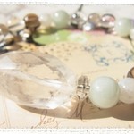結実**星入り水晶と翡翠のブレスレット