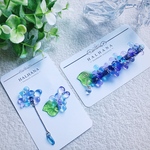 ヘアクリップ【 花しずく 紫陽花 】あじさい 雨 傘 カサ 雫 ドロップ チェコビーズ ガラス ファルファーレ ビジュー ビーズ HALHANA  バレッタ バンスクリップ ヘアピン