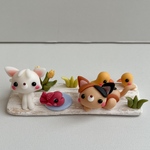 受注製作☆こねこねくらぶ　樹脂粘土　☆ミニチュア　三毛猫　白ネコちゃん　金魚　ひよこ　置物　飾り　粘土細工　ドールハウス　シルバニア お礼 プレゼント