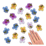 ネイルパーツ 花 10ｍｍ ミックス クリア 蜂 小さめ ぷっくり 50個 フラワー ミツバチ カボション 樹脂製 レジン デコパーツ BD3956