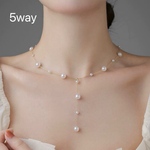 ★CICI★ ステンレス316L 5wayパール付き Yチェーン　ロングネックレス　K18 　ゴールド　金属アレルギー対応　つけっぱなし